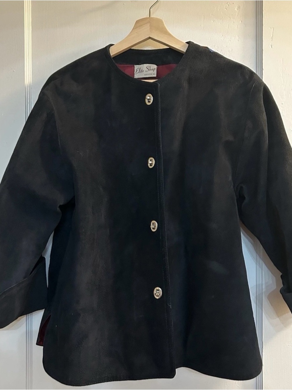 Vintage Navy 1960s Suede Leather Mod Jacket with Turn Lock Coat